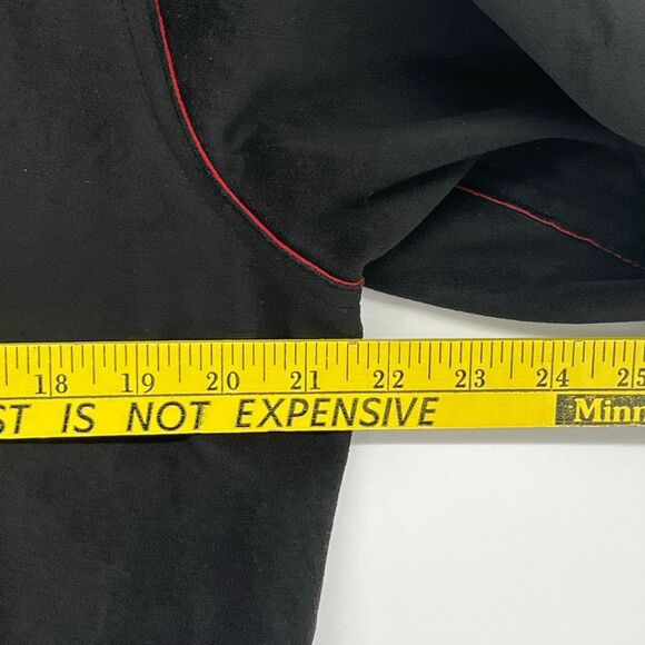 CHICO'S Jacket Women's Size 2 Large Black Red Faux Suede Button Front Collared - Picture 6 of 13